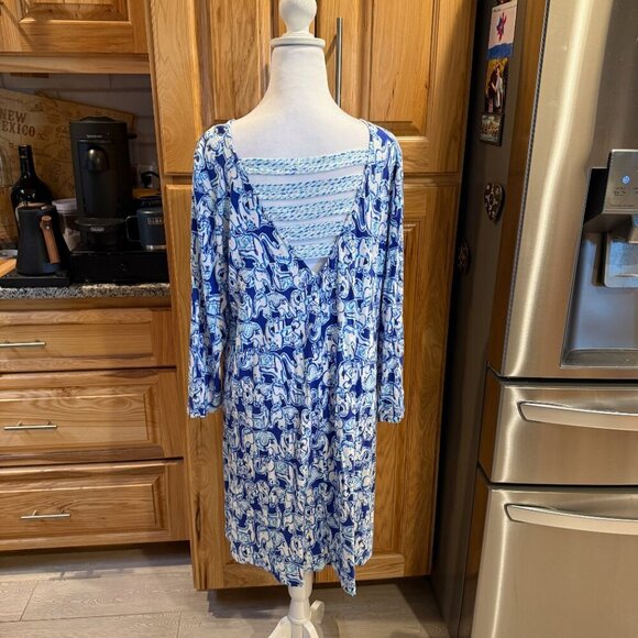 Lilly Pulitzer Ophelia Swing Dress Get Trunky Elephants L EUC - Picture 2 of 13